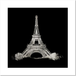 black and white eiffel tower Posters and Art